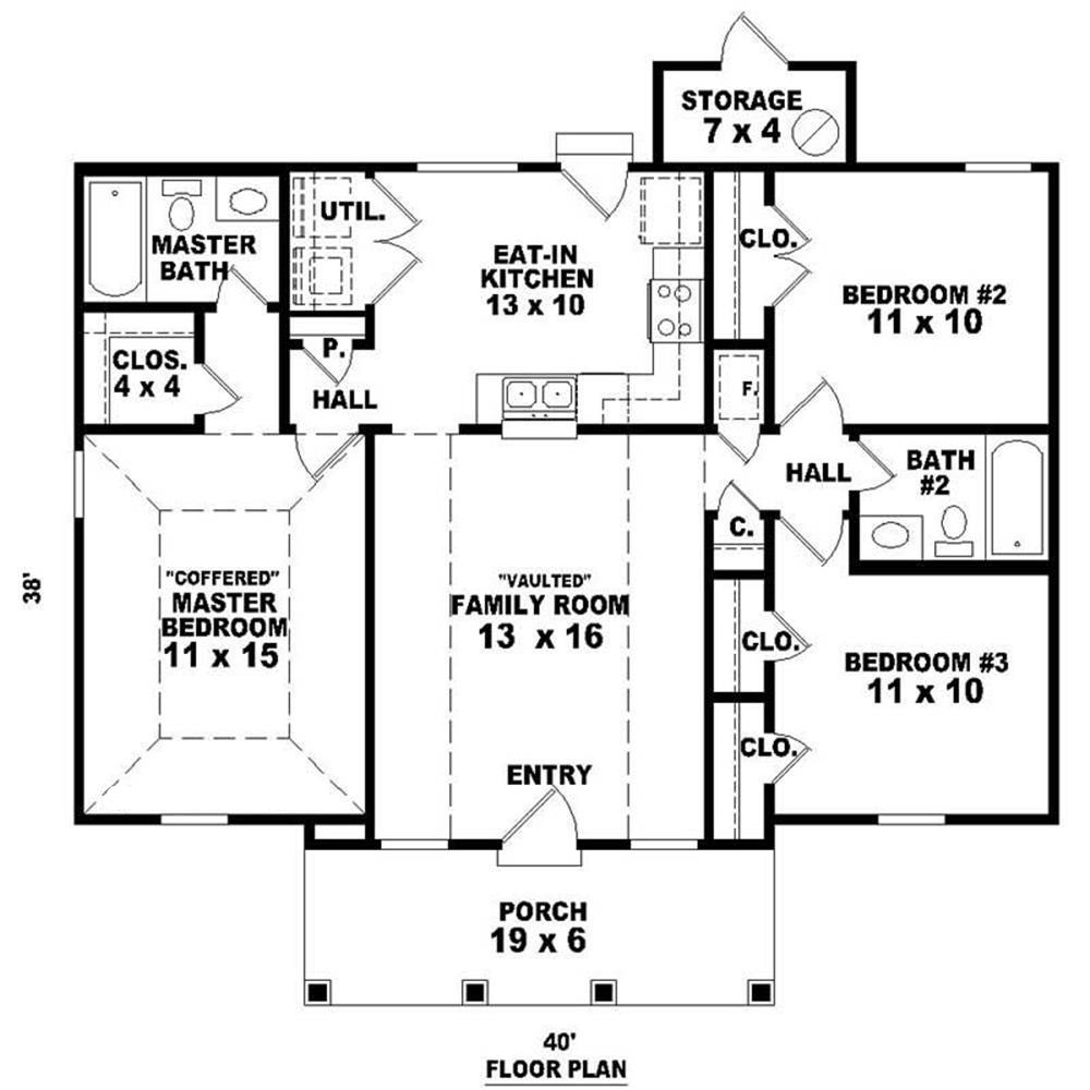 Floor Plan First Story of Small House Plans #170-2274
